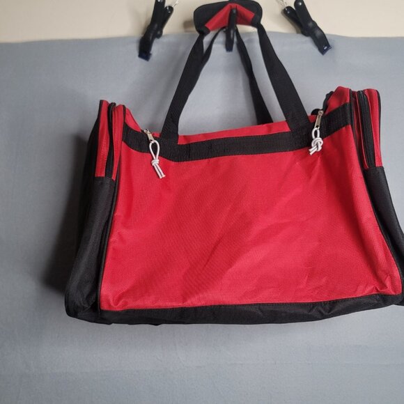 18 x 10 x 9 Inch Canvas Duffle Bags for Men and Women  Travel Red Black - Picture 4 of 4